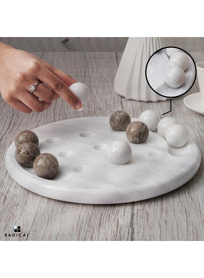 Radicaln Marble Tic Tac Toe Game 10" Inch White & Oceanic Handmade Decorative Marble Game Set Farmhouse Coffee Table Decor Ideal Family Board Games for Adults - Image 3