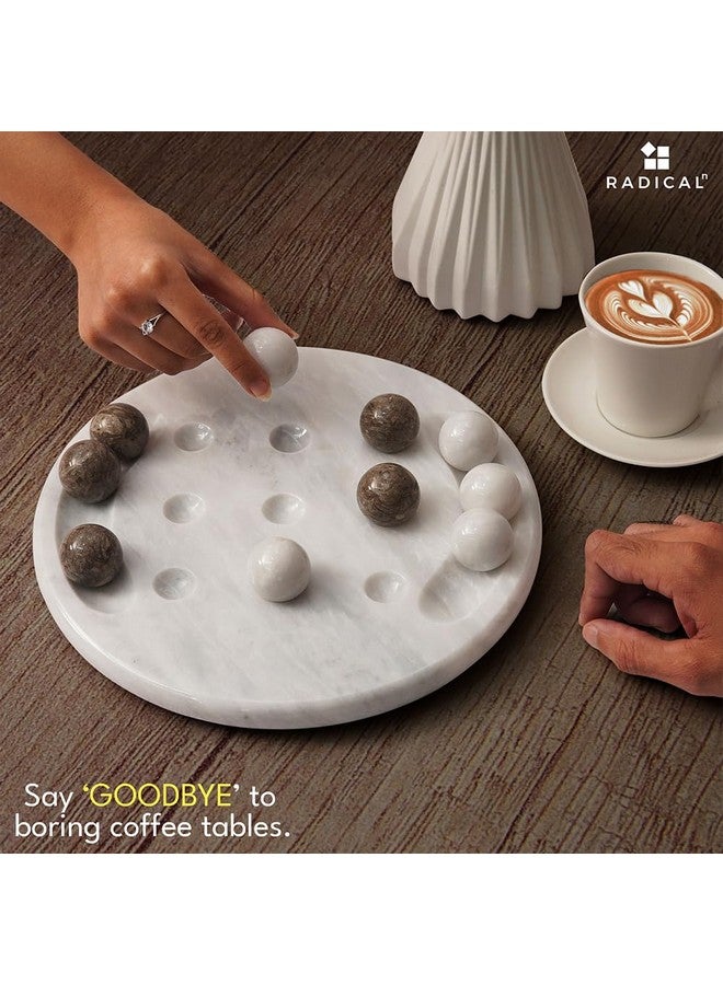 Radicaln Marble Tic Tac Toe Game 10" Inch White & Oceanic Handmade Decorative Marble Game Set Farmhouse Coffee Table Decor Ideal Family Board Games for Adults - Image 5
