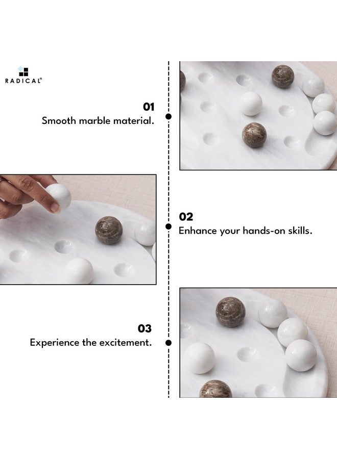 Radicaln Marble Tic Tac Toe Game 10" Inch White & Oceanic Handmade Decorative Marble Game Set Farmhouse Coffee Table Decor Ideal Family Board Games for Adults - Image 4