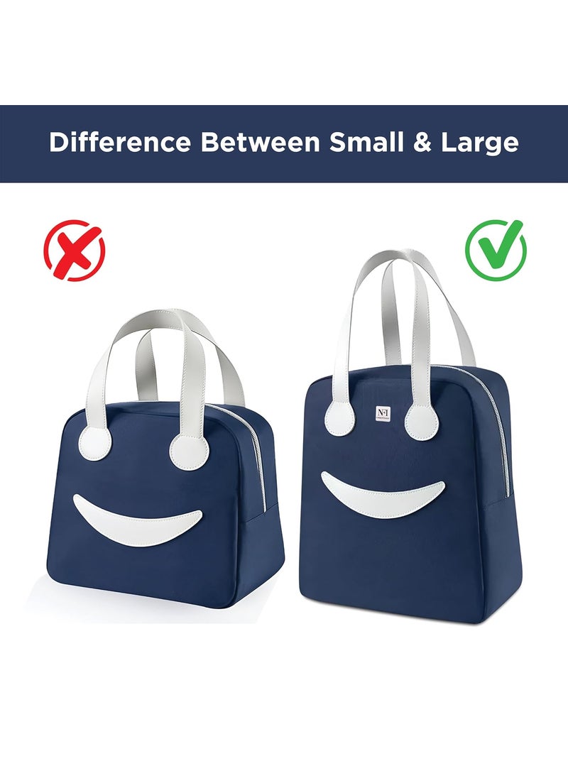 NFI essentials NFI essentials Insulated Lunch Bag for Men Women Large Tiffin Carry Bag Smiley Design Lunch Box Organizer for Office, School, College, Picnic, Outdoor  - Image 3