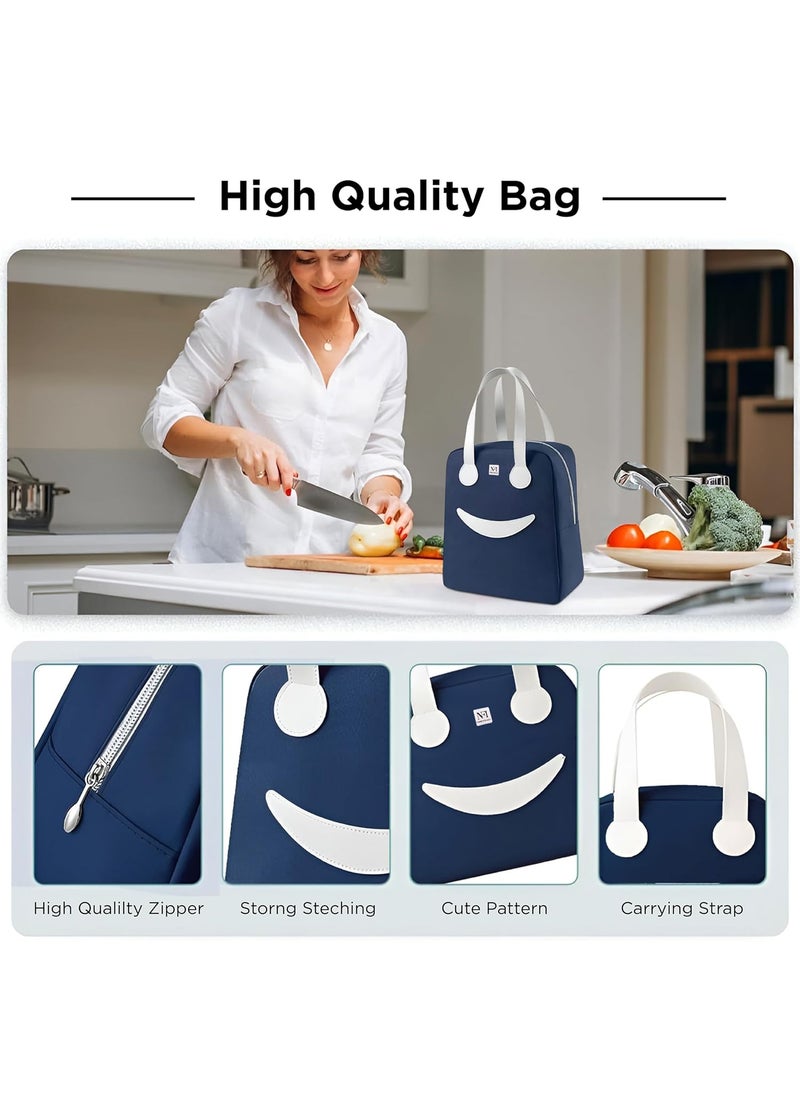 NFI essentials NFI essentials Insulated Lunch Bag for Men Women Large Tiffin Carry Bag Smiley Design Lunch Box Organizer for Office, School, College, Picnic, Outdoor  - Image 2