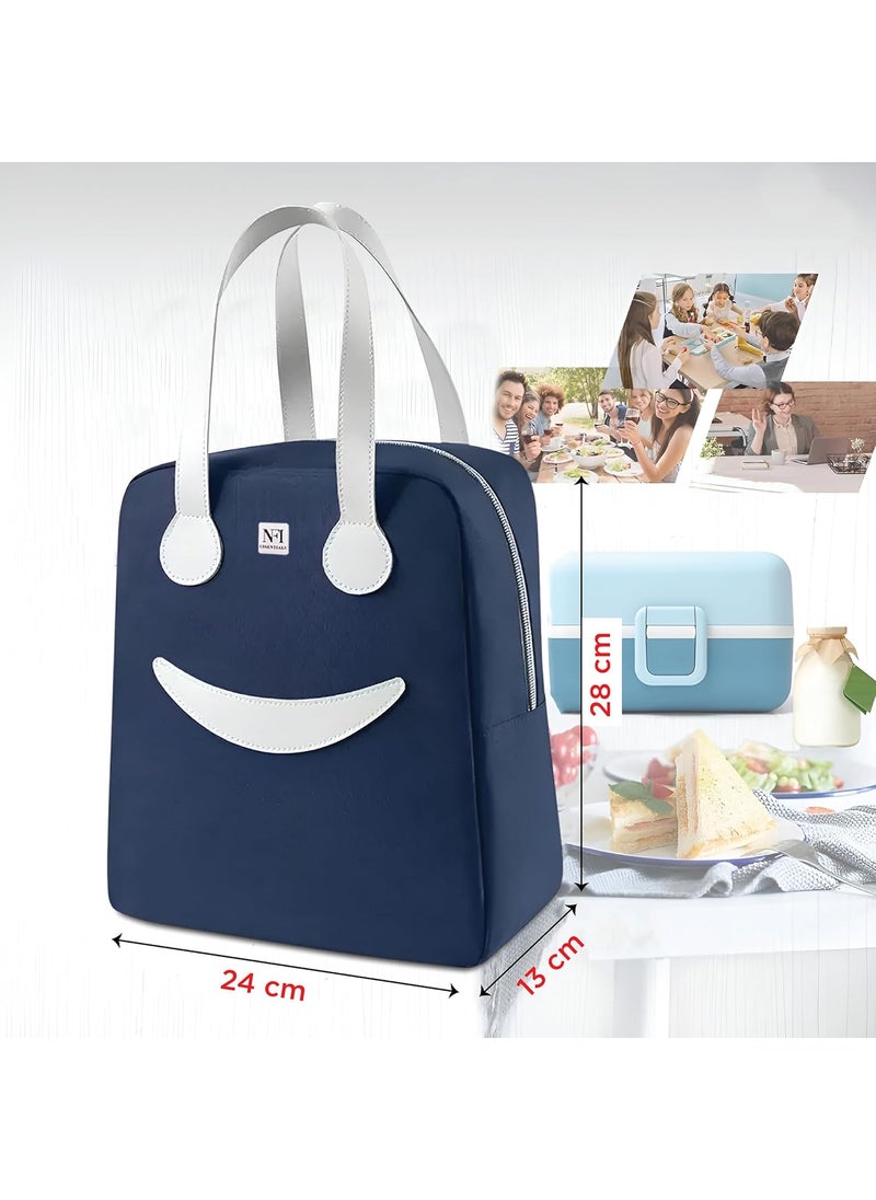 NFI essentials NFI essentials Insulated Lunch Bag for Men Women Large Tiffin Carry Bag Smiley Design Lunch Box Organizer for Office, School, College, Picnic, Outdoor  - Image 4