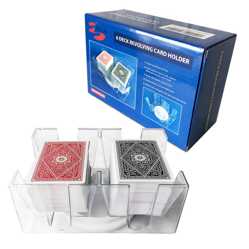 Yuanhe Canasta Playing Card Holder 6 Deck Revolving Card Tray for Kids Adults Rotating Cards Holder for Poker Canasta Hand Foot Rummy Go Fish UNO Games - Image 4