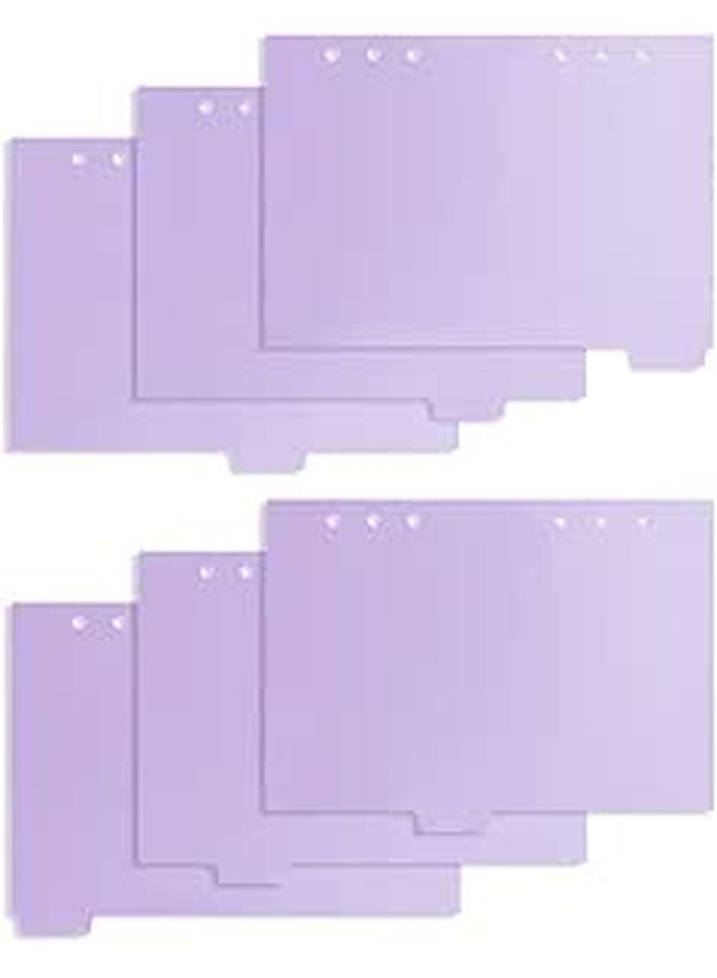 Purple 6 Hole Binder Tabs For A7 Notepad Organizer 6 Page PP Sheet Dividers Office School Use - Image 1