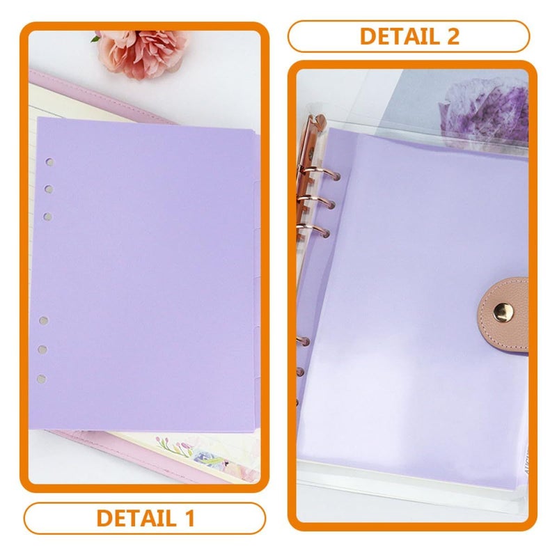 Purple 6 Hole Binder Tabs For A7 Notepad Organizer 6 Page PP Sheet Dividers Office School Use - Image 4