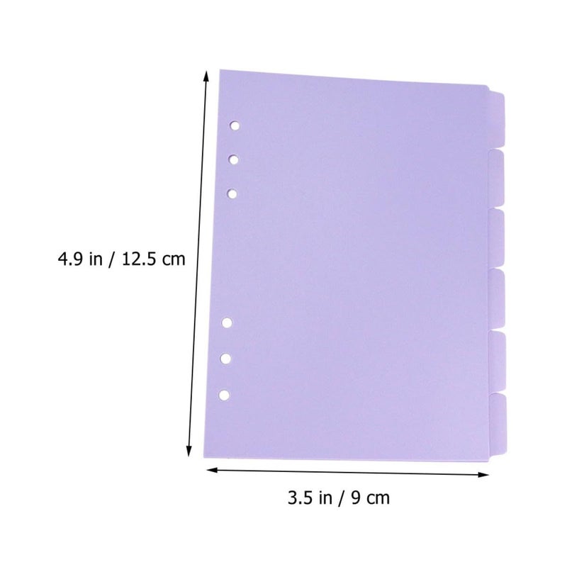 Purple 6 Hole Binder Tabs For A7 Notepad Organizer 6 Page PP Sheet Dividers Office School Use - Image 3