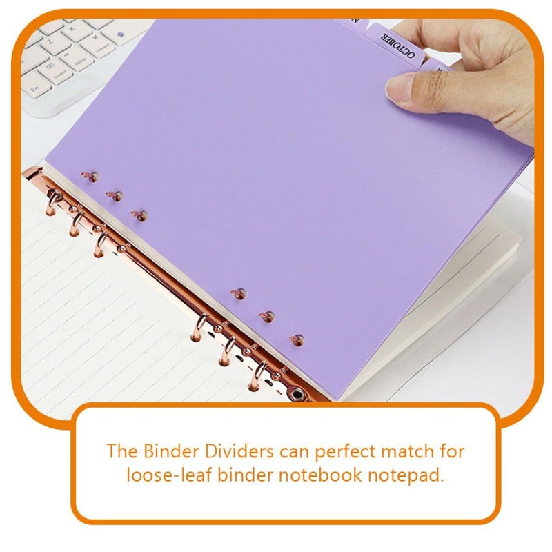 Purple 6 Hole Binder Tabs For A7 Notepad Organizer 6 Page PP Sheet Dividers Office School Use - Image 5