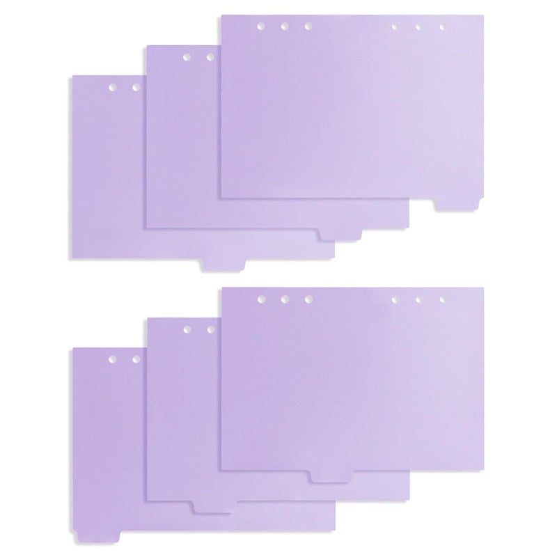 Purple 6 Hole Binder Tabs For A7 Notepad Organizer 6 Page PP Sheet Dividers Office School Use - Image 2