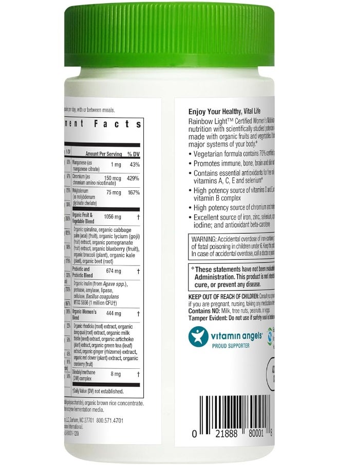Rainbow Light Multivitamin For Women, Vitamin C, D & Zinc, Probiotics, Women’S Multivitamin Provides High Potency Immune Support, Non-Gmo, Vegetarian, 120 Tablets  - Image 3