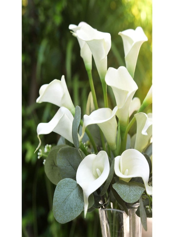FiveSeasonStuff Real Touch Calla Lily Artificial Flowers Wedding Bridal Bouquet | Floral Arrangements | 15 Calla Lilies (Summer White) - Image 3