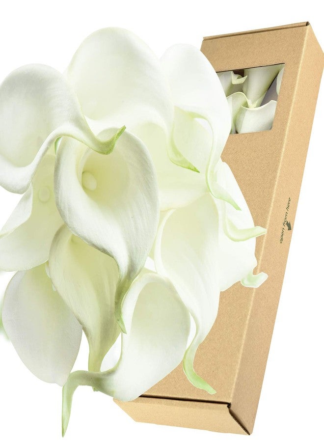 FiveSeasonStuff Real Touch Calla Lily Artificial Flowers Wedding Bridal Bouquet | Floral Arrangements | 15 Calla Lilies (Summer White) - Image 1