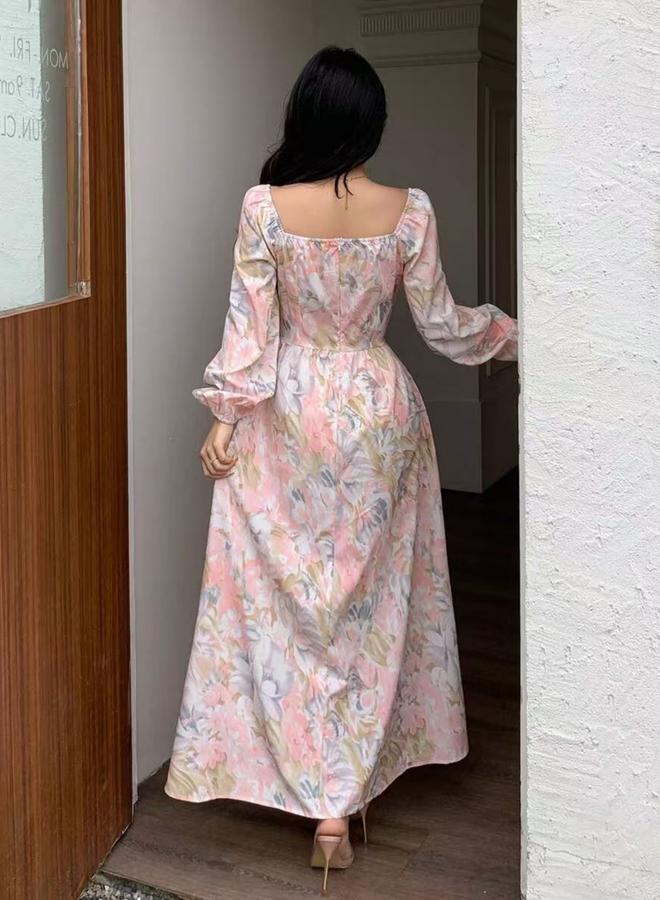 تايك تو فستان طويل بحافة واسعة وطبعة زهور - Image 2