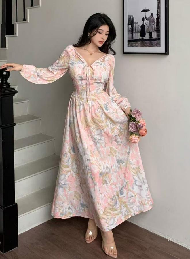 تايك تو فستان طويل بحافة واسعة وطبعة زهور - Image 4