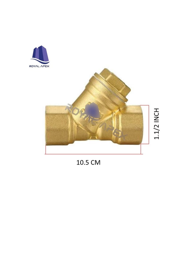 Brass Female Threaded Y Shaped Brass Strainer Filter Valve for Water, HVAC & Plumping Application (1.1/2 Inch)  - Image 3
