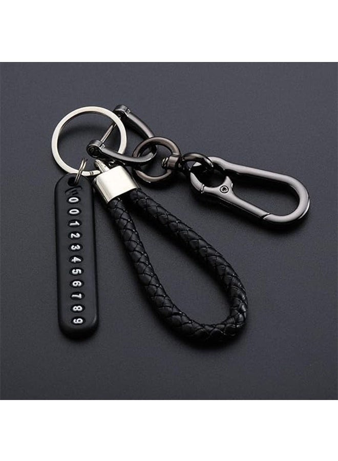2 Pack Car Keychain Phone Number Card Keyring Leather Phone Number Plate Key Ring Auto Vehicle Key Chain Accessories - Image 2