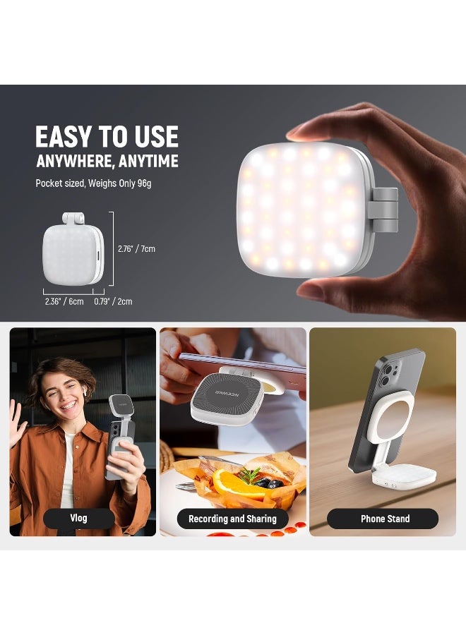 NEEWER مصباح الذاتي المغناطيسي المتوافق مع MagSafe لآيفون، CRI95 700lx/0.3m حلقة إضاءة LED قابلة للطي مع مرآة للتصوير الفوتوغرافي للمكياج، تسجيل الفيديو، مؤتمرات الفيديو، أبيض NL48B - Image 4