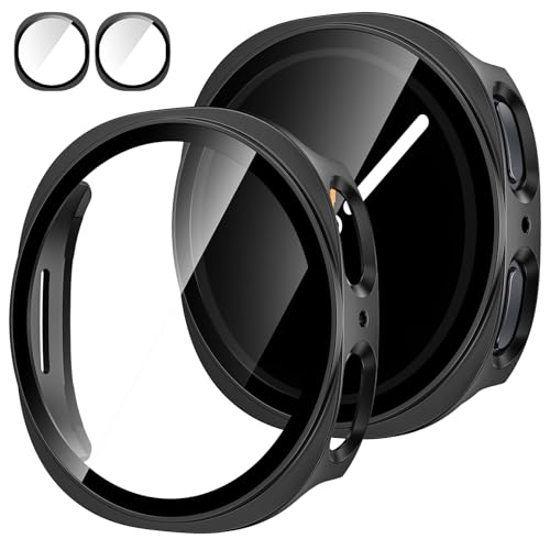 Tensea [2Pack for Samsung Galaxy Watch 8 2025 Screen Protector Case 44mm Accessories, Protective Face Cover for 44 mm, Hard Bumper Built-in Tempered Glass Film for Women Men - Image 1