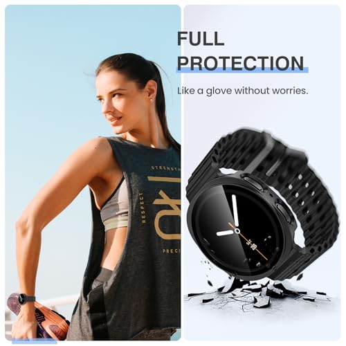 Tensea [2Pack for Samsung Galaxy Watch 8 2025 Screen Protector Case 44mm Accessories, Protective Face Cover for 44 mm, Hard Bumper Built-in Tempered Glass Film for Women Men - Image 3