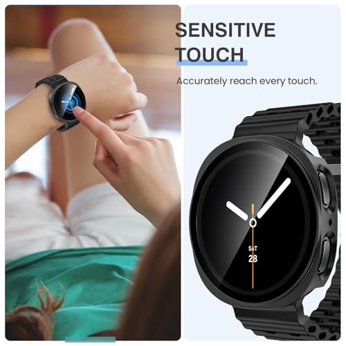 Tensea [2Pack for Samsung Galaxy Watch 8 2025 Screen Protector Case 44mm Accessories, Protective Face Cover for 44 mm, Hard Bumper Built-in Tempered Glass Film for Women Men - Image 5