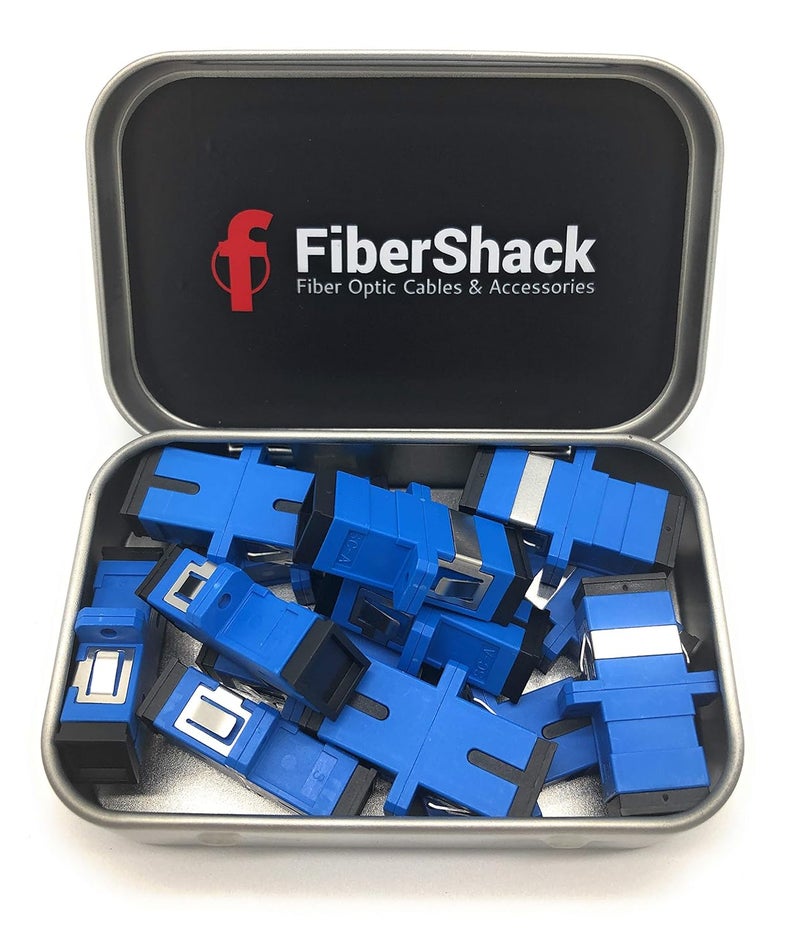Fibershack - SC to SC Fiber Coupler Tin - 12pk - Single Mode SX - SCUPC Fiber Optic Couplers for Extending Fiber Optic Cables. - Image 1