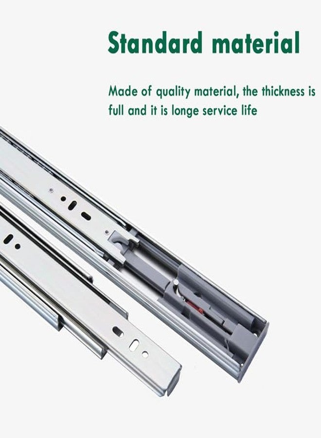Volo 22 inch Mild Steel Heavy Duty Telescopic Push to Open Slide/Drawer Slides Ball Bearing 3-Fold Full Extension Side Mount Rail Runners - 12/14/16/18/20 inches (Silver) - Image 3