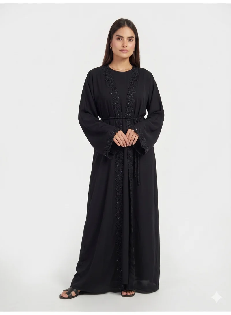 عباءات ريم Women's Lace Abaya with Matching Sheila