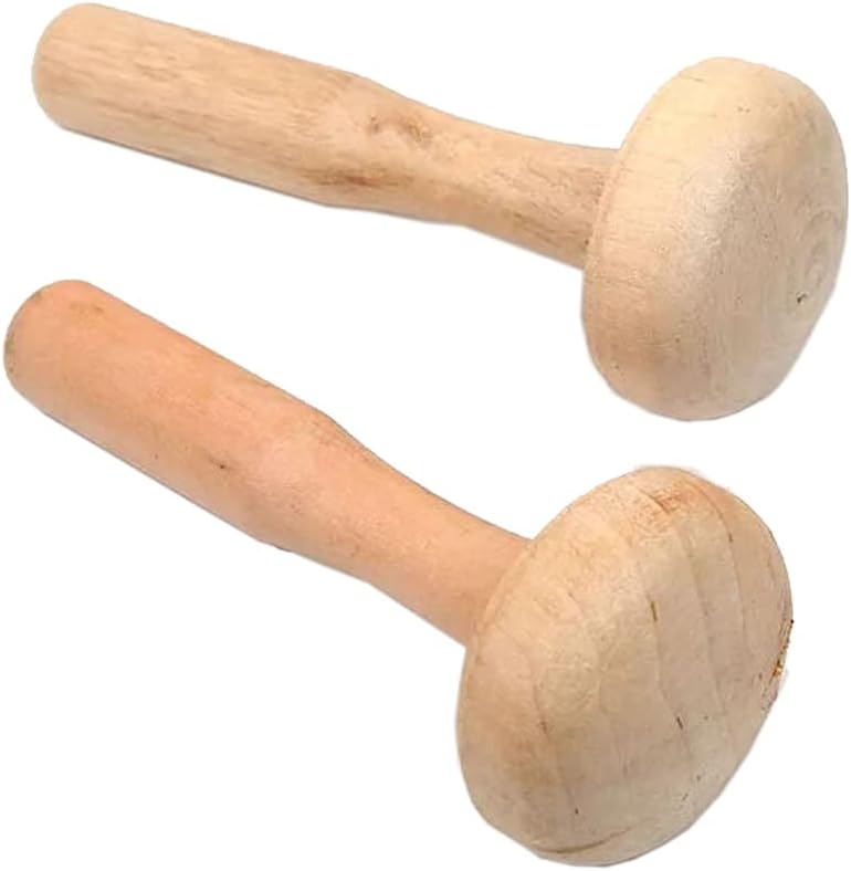 Luzen 2Pcs Wooden Mushroom Roller Paper Printing Ink Rubbing Printmaking Tool for Art Craft Supplies - Image 1