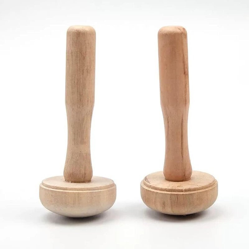 Luzen 2Pcs Wooden Mushroom Roller Paper Printing Ink Rubbing Printmaking Tool for Art Craft Supplies - Image 2