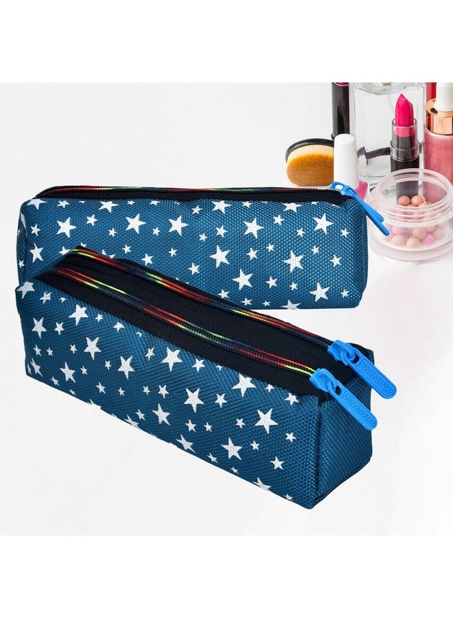 هارتس حقيبة مكياج|حقيبة مستحضرات التجميل من Rexine|حقيبة أدوات المجوهرات|حقيبة أدوات الزينة للفتيات|حقيبة مكياج للسفر للفتيات|حقيبة تخزين المكياج|حقيبة مكياج على شكل نجمة|عبوة مكونة من قطعتين|أزرق - Image 1