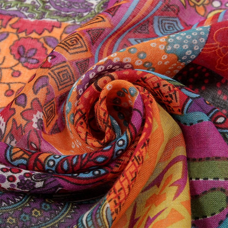 Yeieeo Boho Scarf for Women Lightweight Floral Printed Scarf Fall Winter Fashion Fringed Shawlï¼ˆ38ï¼‰ - Image 3