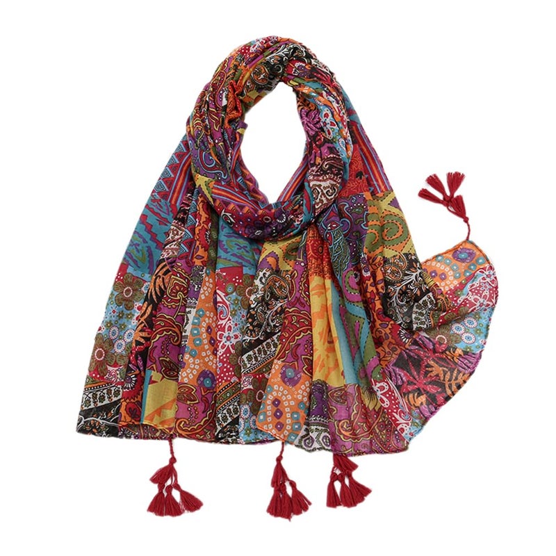 Yeieeo Boho Scarf for Women Lightweight Floral Printed Scarf Fall Winter Fashion Fringed Shawlï¼ˆ38ï¼‰ - Image 1