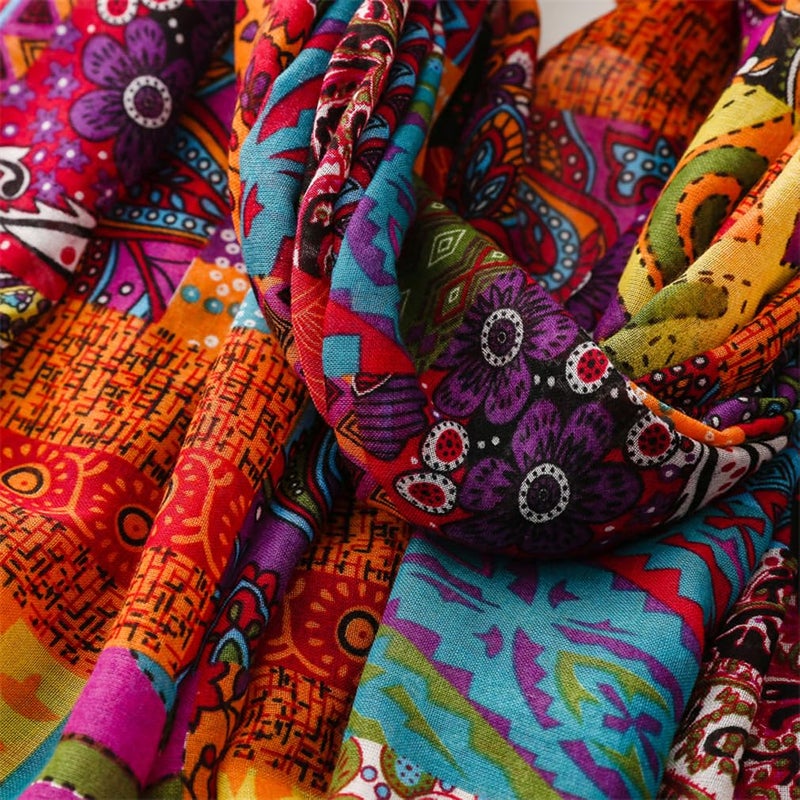 Yeieeo Boho Scarf for Women Lightweight Floral Printed Scarf Fall Winter Fashion Fringed Shawlï¼ˆ38ï¼‰ - Image 5