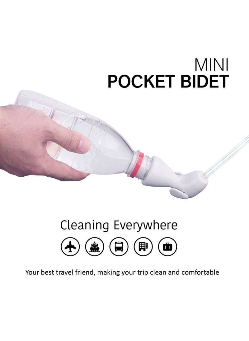 INNOV In Mecca Mini Pocket Shattaf Sprayer 1pcs pack , Plastic Portable Bidet, Mobile Travel Shattaf for Toilet, Travel or Camping. Compatible with Every Bottle, white color  - Image 1
