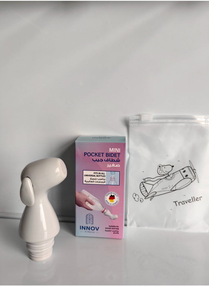 INNOV In Mecca Mini Pocket Shattaf Sprayer 1pcs pack , Plastic Portable Bidet, Mobile Travel Shattaf for Toilet, Travel or Camping. Compatible with Every Bottle, white color  - Image 4