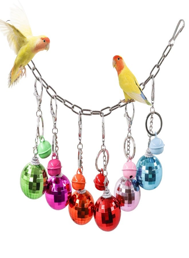 Oooct Bird Swing Wind Chime Toys, Colorful Parrot Hanging Chewing Toy with Hollow Balls and Bells, Bird Cage Accessories for Small to Medium Birds, Budgie Lovebirds Conures Parakeets Cockatiels Rats - Image 1