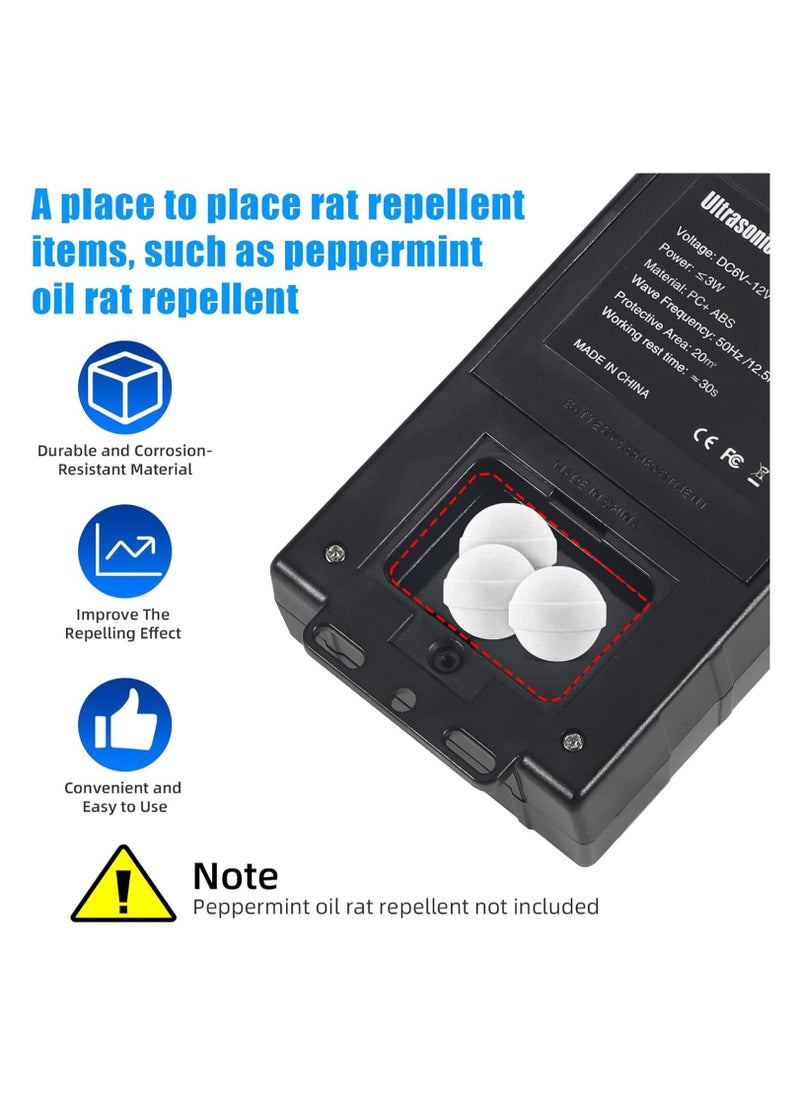 Excefore - Animal Repeller with Strobe Light & 3 Power Supply Methods, Safe Ultrasonic Pest Repellent Battery Operated Rodent Deterrent Keep Mice Rat Squirrel Away from Car Engine Truck RV, 2 Pack - Image 1