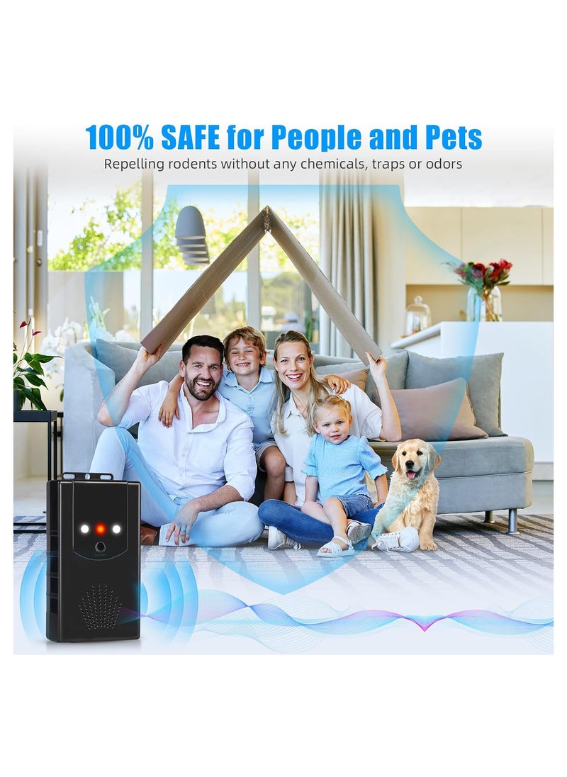 Excefore - Animal Repeller with Strobe Light & 3 Power Supply Methods, Safe Ultrasonic Pest Repellent Battery Operated Rodent Deterrent Keep Mice Rat Squirrel Away from Car Engine Truck RV, 2 Pack - Image 1