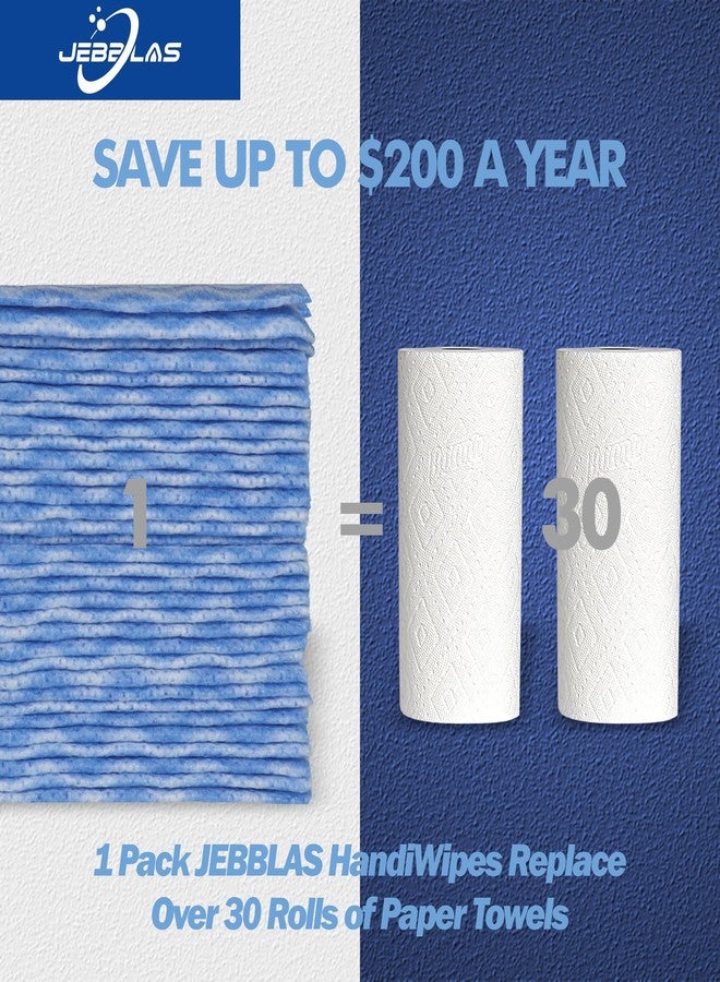 JEBBLAS Handi Wipes Reusable Cloths Dry Cleaning Cloths Dish Towel Kitchen Towel Handy Cleaning Wipes,Pack of 50, Blue - Image 5