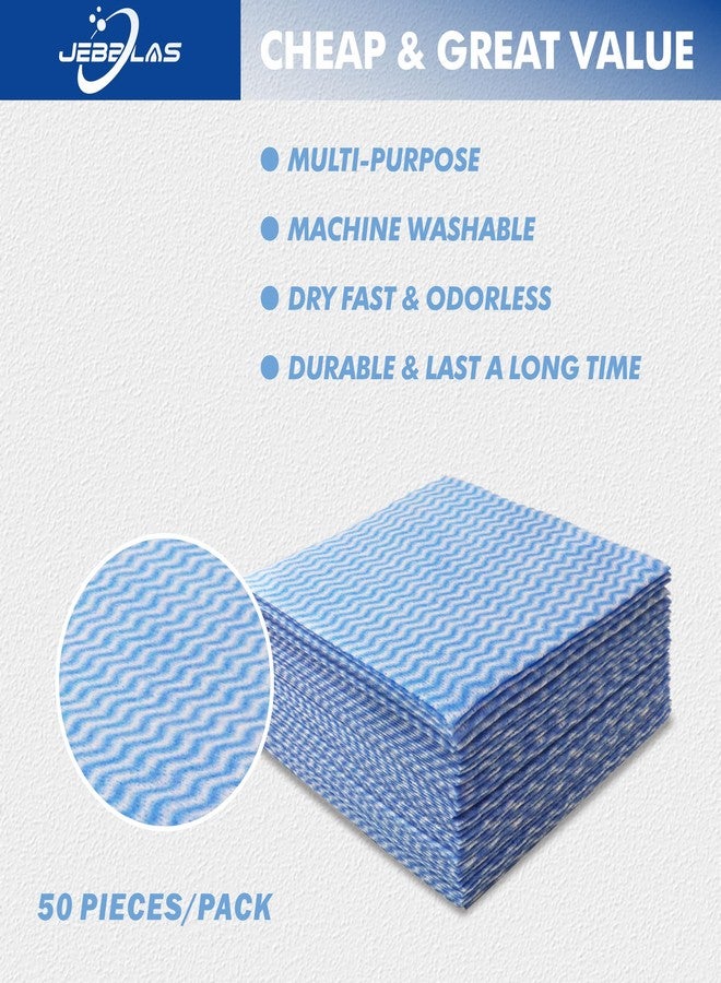 JEBBLAS Handi Wipes Reusable Cloths Dry Cleaning Cloths Dish Towel Kitchen Towel Handy Cleaning Wipes,Pack of 50, Blue - Image 3