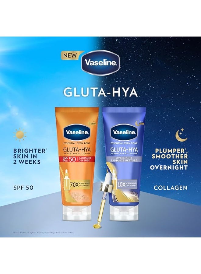 Vaseline Gluta-Hya Serum Burst Lotion, Overnight Radiance Restore, with GlutaGlow Technology, Hyaluronic Acid and Collagen, 10x More Powerful than Vitamin C, 200ml - Image 2