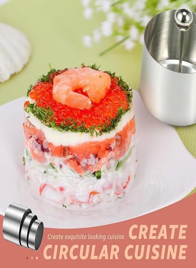 GLOWICK Sushi Maker Mold, Stainless Steel Round Food Ring, Easy to use Sushi Maker Mold Stainless Steel, Dishwasher Safe and Easy to Clean by Hand, Making Maintenance a Breeze. (1set of 3pcs) - Image 3