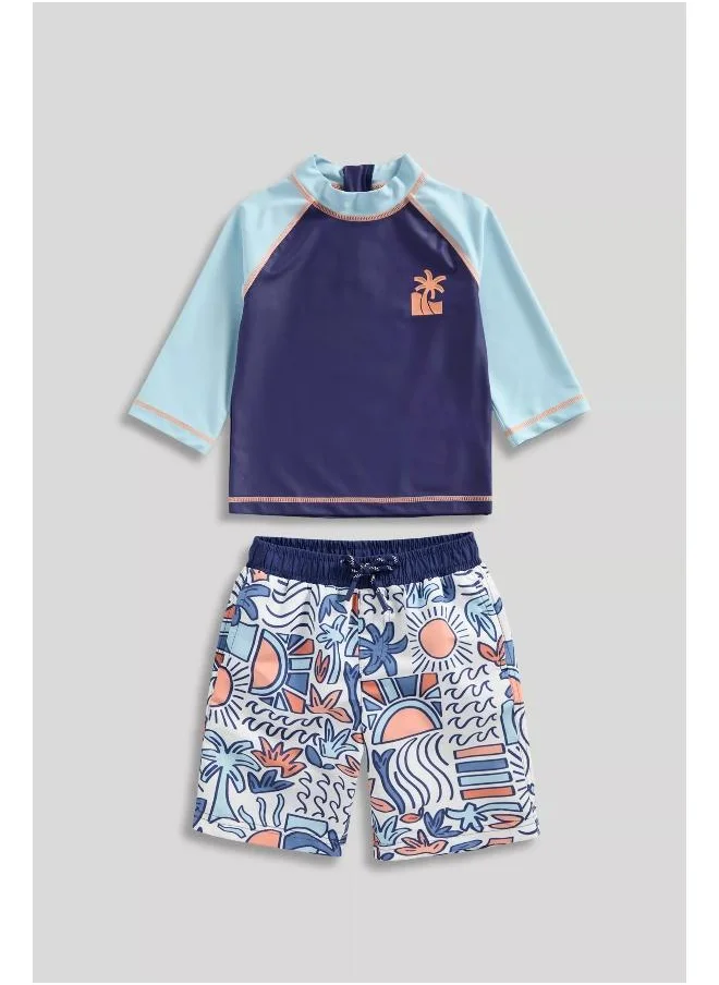 mothercare Doodle Sunsafe UPF50+ Rash Vest and Board Shorts Set