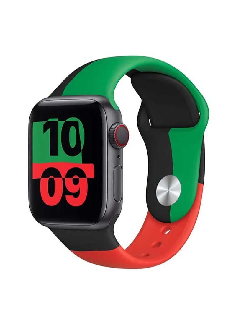 TWEGGON Apple Watch Strap/Band Compatible with 46mm/45mm/44mm/49mm Printed Silicone Strap for Apple Watch All Series Compatible with 46mm/45mm/44mm/49mm Black/Red/Green  - Image 1