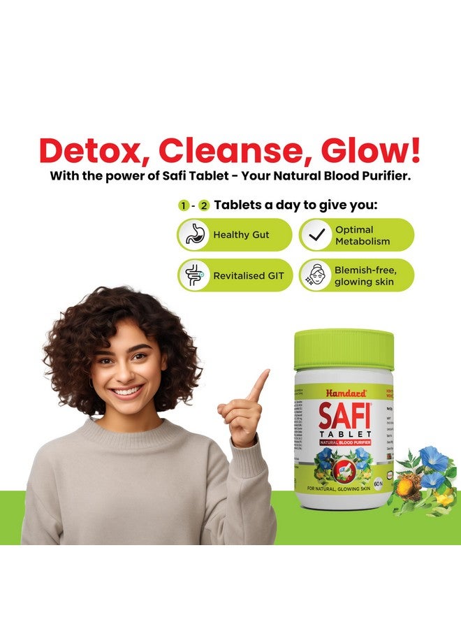 Hamdard أقراص حمدارد سافي لبشرة صحية ومتألقة | عبوة من 2 | منقي دم طبيعي | مضاد للبكتيريا ومزيل للسموم - 60 قرص لكل منها - Image 3