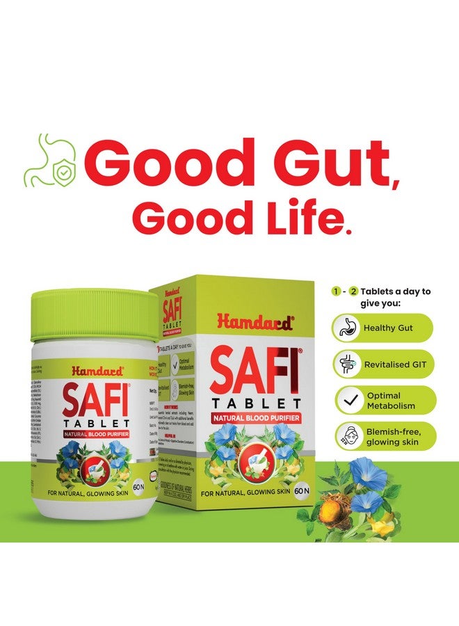 Hamdard أقراص حمدارد سافي لبشرة صحية ومتألقة | عبوة من 2 | منقي دم طبيعي | مضاد للبكتيريا ومزيل للسموم - 60 قرص لكل منها - Image 4