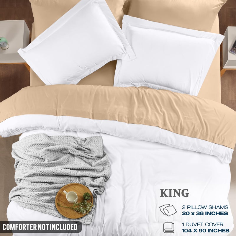 Utopia Bedding Duvet Cover King Size - 3 Piece with Zipper Closure - 1 Comforter Cover 104X90 Inches & 2 Pillow Shams 20X36 Inches (White) Comforter Not Included - Image 2