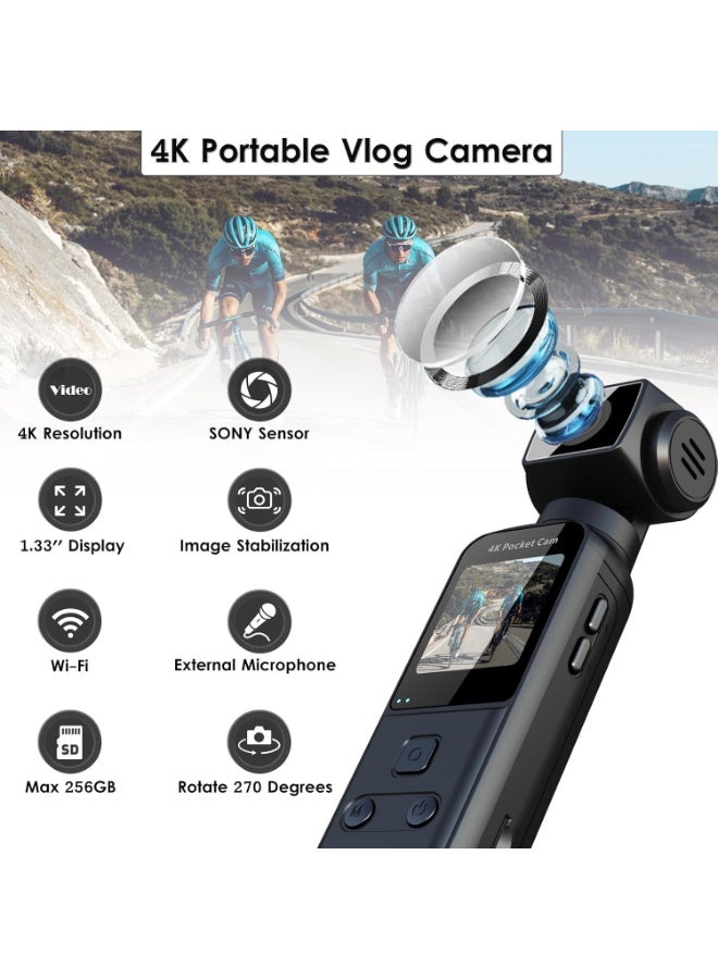 Mini 4K Pocket Body Camera with 1.33-inch HD Display, 270° Rotatable Lens, 256GB Max Storage, Wi-Fi - Image 4