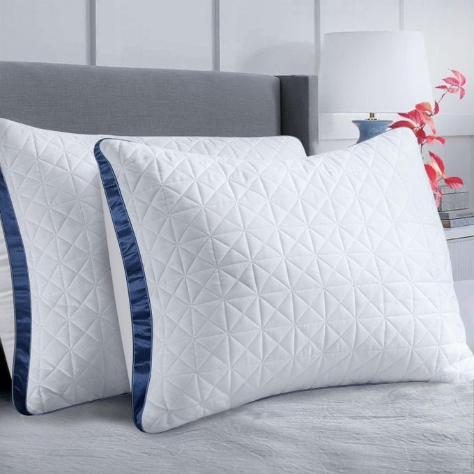 PILLOWS STANDARD SIZE SET OF 2 COOLING HOTEL LUXURY BED PILLOWS FOR SLEEPING 2 PACK SUPPORTIVE BREATHABLE DOWN ALTERNATIVE GUSSET STANDARD PILLOW FOR BACK STOMACH OR SIDE SLEEPERS