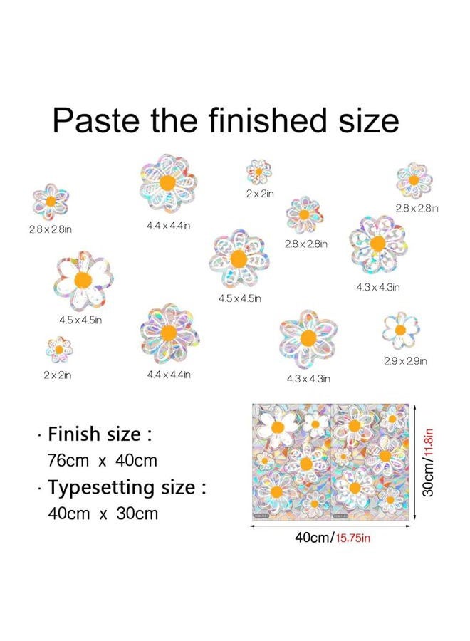 Blync 6pcs Spring Summer Daisy Window Stickers, Double-Side Glass Decals Shiny Rainbow Prism Anti Collision Window Clings for Mirror Glass Display Shop Office School Supplies Reusable (12Daisy) - Image 2
