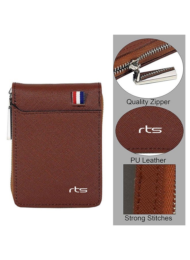 rts New Imported RFID Protected 9 Slot Men's Wallets Genuine PU Leather Credit Debit ATM Business Card Holder Protector with Zipper Case Money Coin Purse for Men, Women, Festive Gifting Valentines - Image 4